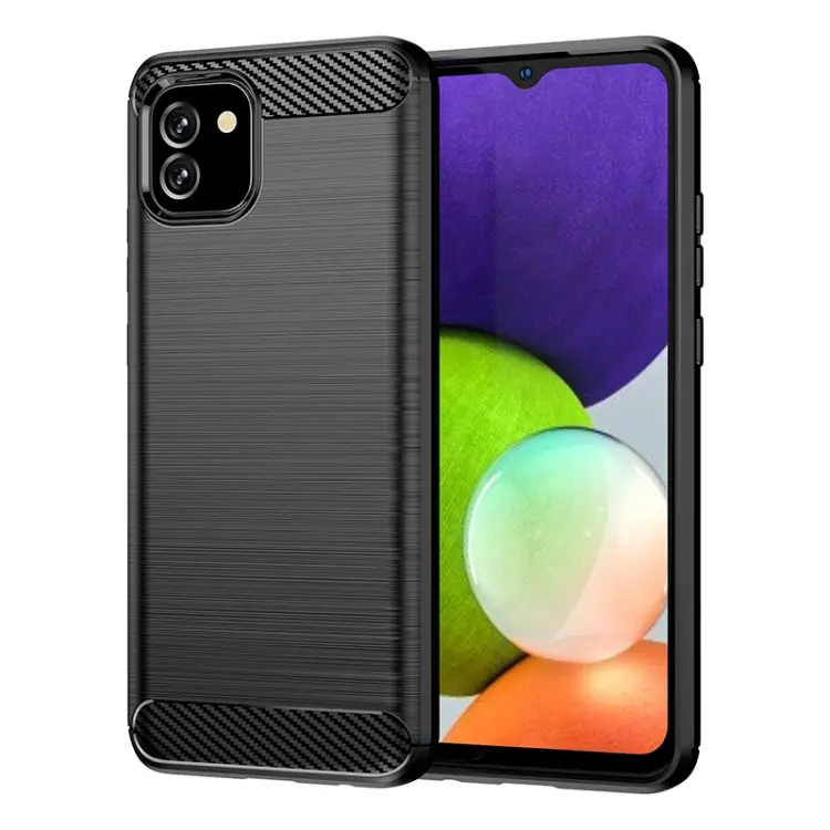 For Samsung Galaxy A03 EU Version Brushed Texture Carbon Fiber TPU Phone Case(Black)