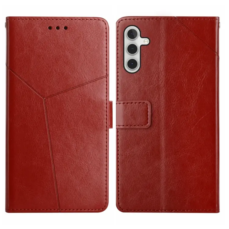 For Samsung Galaxy A04s HT01 Y-shaped Pattern Flip Leather Phone Case(Brown)