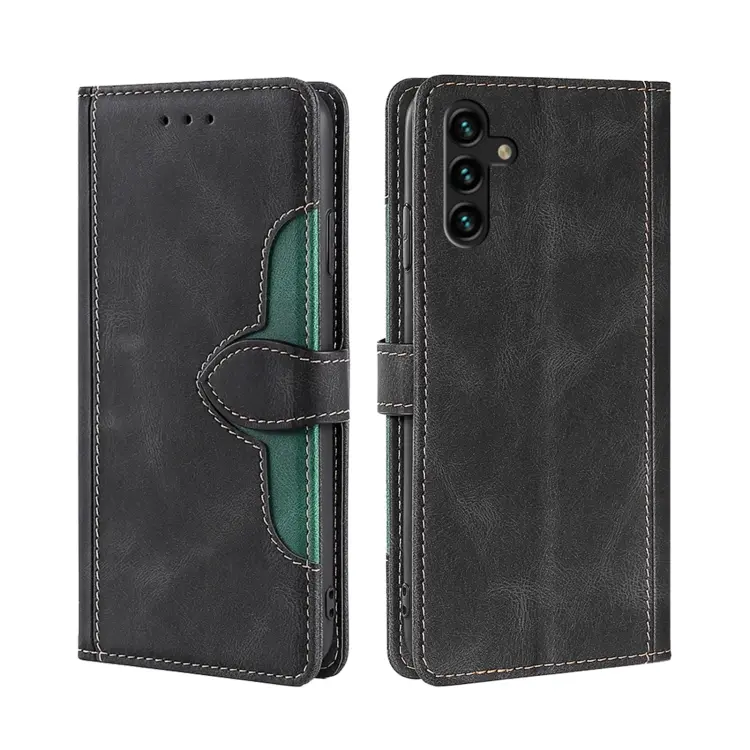 For Samsung Galaxy A04s Skin Feel Magnetic Buckle Leather Phone Case(Black)