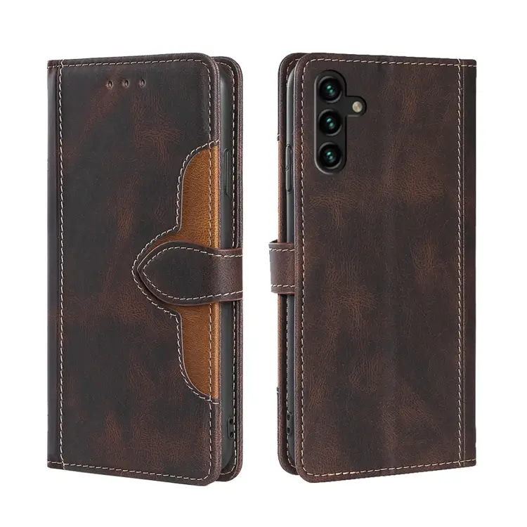 For Samsung Galaxy A04s Skin Feel Magnetic Buckle Leather Phone Case(Brown)