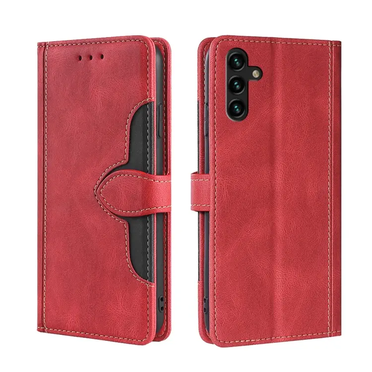 For Samsung Galaxy A04s Skin Feel Magnetic Buckle Leather Phone Case(Red)