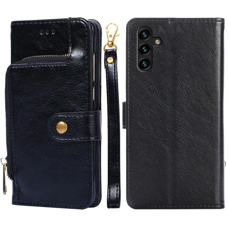For Samsung Galaxy A04s Zipper Bag Leather Phone Case(Black)