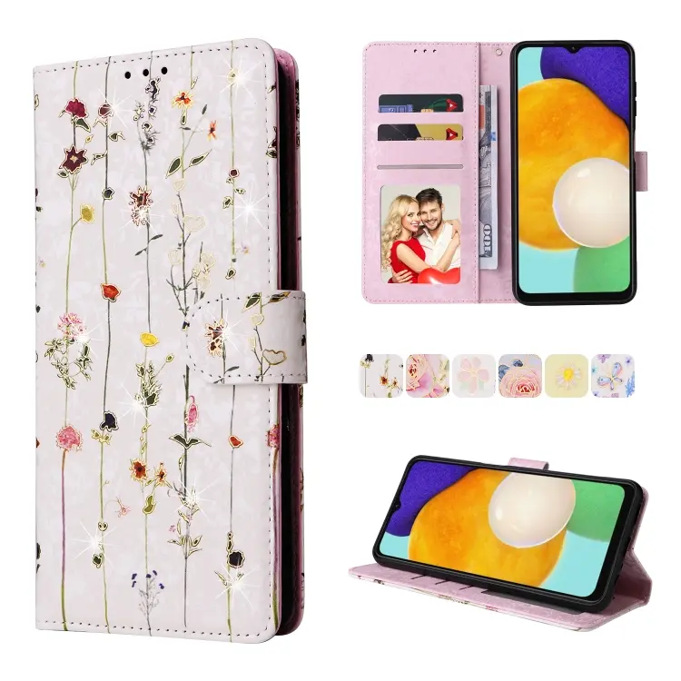 For Samsung Galaxy A13 4G / 5G Bronzing Painting RFID Leather Case(Dreid Flower World)