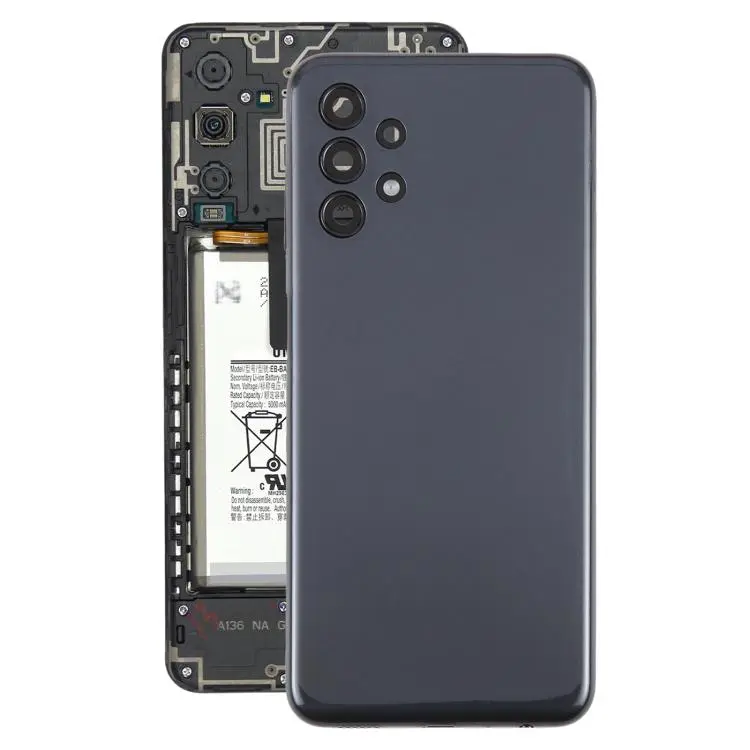 For Samsung Galaxy A13 SM-A135F Battery Back Cover with Camera Lens Frame(Black)