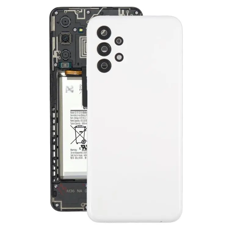 For Samsung Galaxy A13 SM-A135F Battery Back Cover with Camera Lens Frame(White)