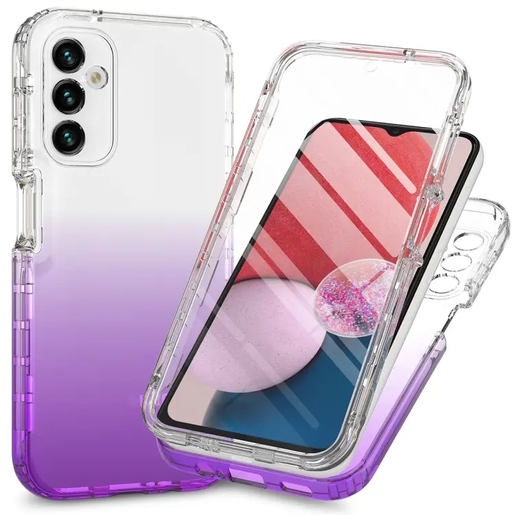 For Samsung Galaxy A14 4G / A14 5G Integrated Transparent Gradient Color TPU + PC + PET Protective Phone Case(Purple)