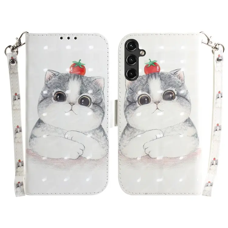 For Samsung Galaxy A14 5G 3D Colored Horizontal Flip Leather Phone Case(Cute Cat)