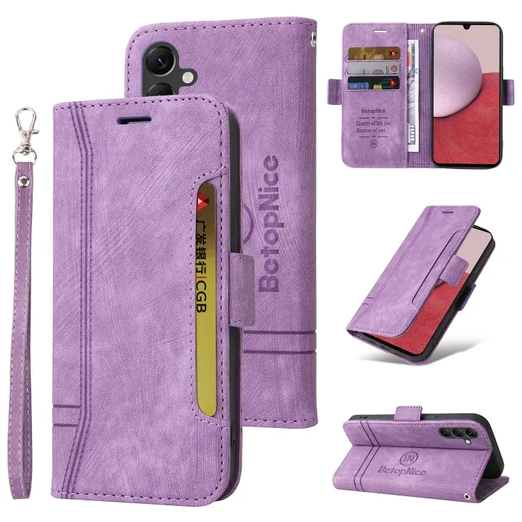 For Samsung Galaxy A14 5G BETOPNICE Dual-side Buckle Leather Phone Case(Purple)