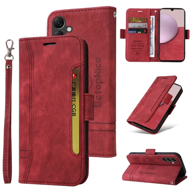 For Samsung Galaxy A14 5G BETOPNICE Dual-side Buckle Leather Phone Case(Red)