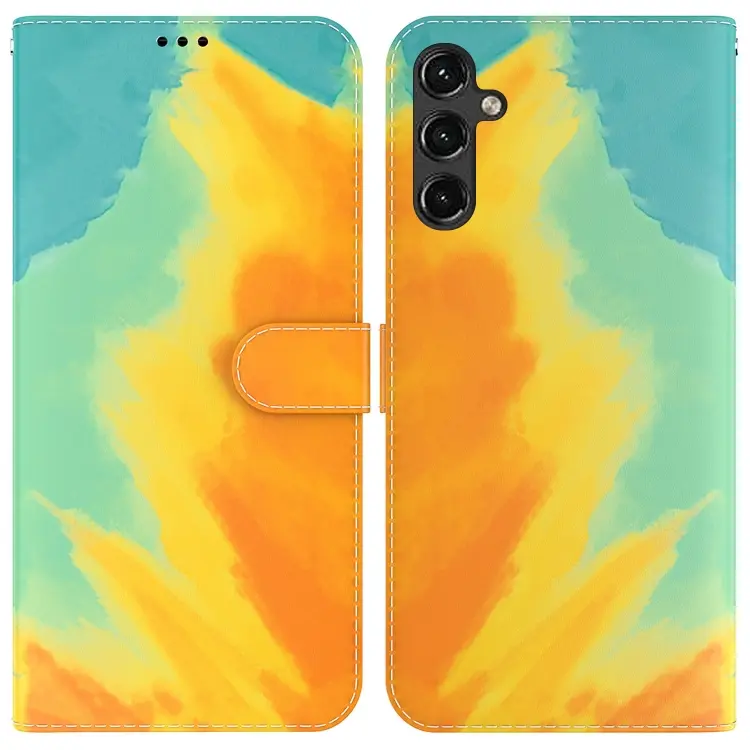 For Samsung Galaxy A14 5G Watercolor Pattern Flip Leather Phone Case(Autumn Leaf Color)