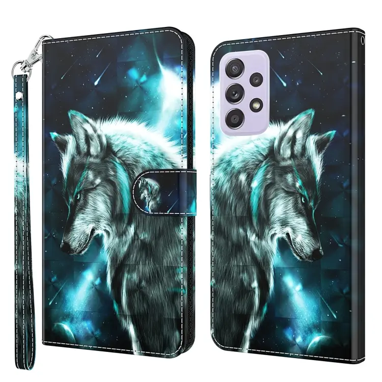 For Samsung Galaxy A23 4G/5G 3D Painting Pattern TPU + PU Leather Phone Case(Wolf)