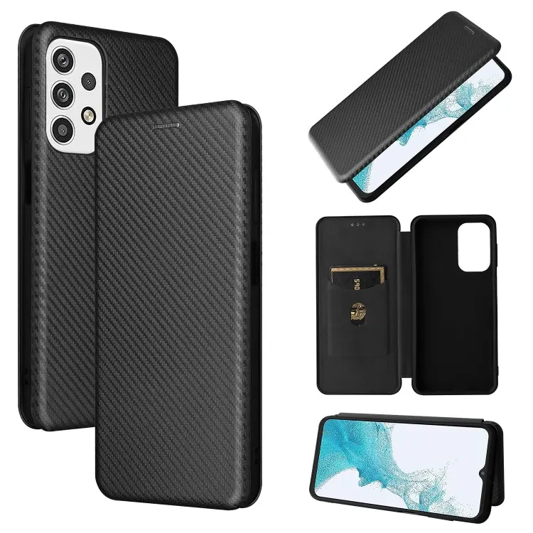 For Samsung Galaxy A23 4G Global Carbon Fiber Texture Leather Phone Case(Black)