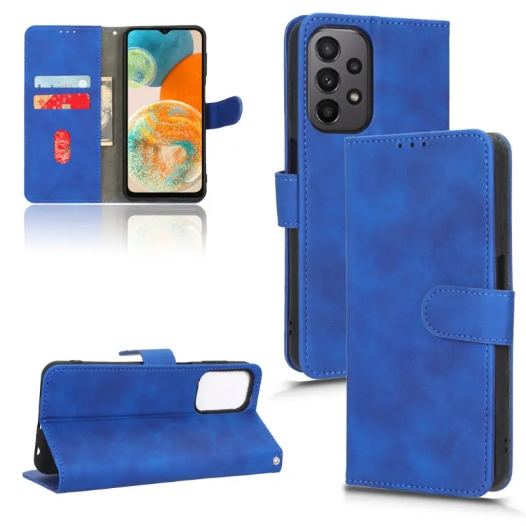 For Samsung Galaxy A23 4G Global Skin Feel Magnetic Flip Leather Phone Case(Blue)