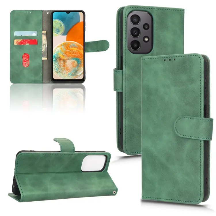 For Samsung Galaxy A23 4G Global Skin Feel Magnetic Flip Leather Phone Case(Green)