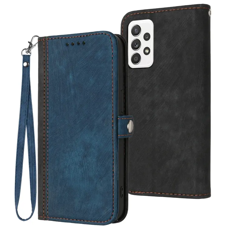 For Samsung Galaxy A23 4G Side Buckle Double Fold Hand Strap Leather Phone Case(Royal Blue)
