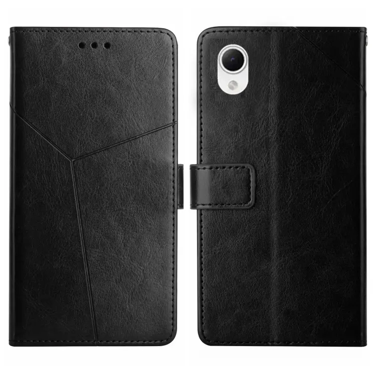 For Samsung Galaxy A23 5G JP Version HT01 Y-shaped Pattern Flip Leather Phone Case(Black)