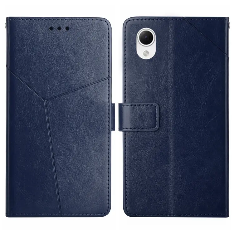 For Samsung Galaxy A23 5G JP Version HT01 Y-shaped Pattern Flip Leather Phone Case(Blue)