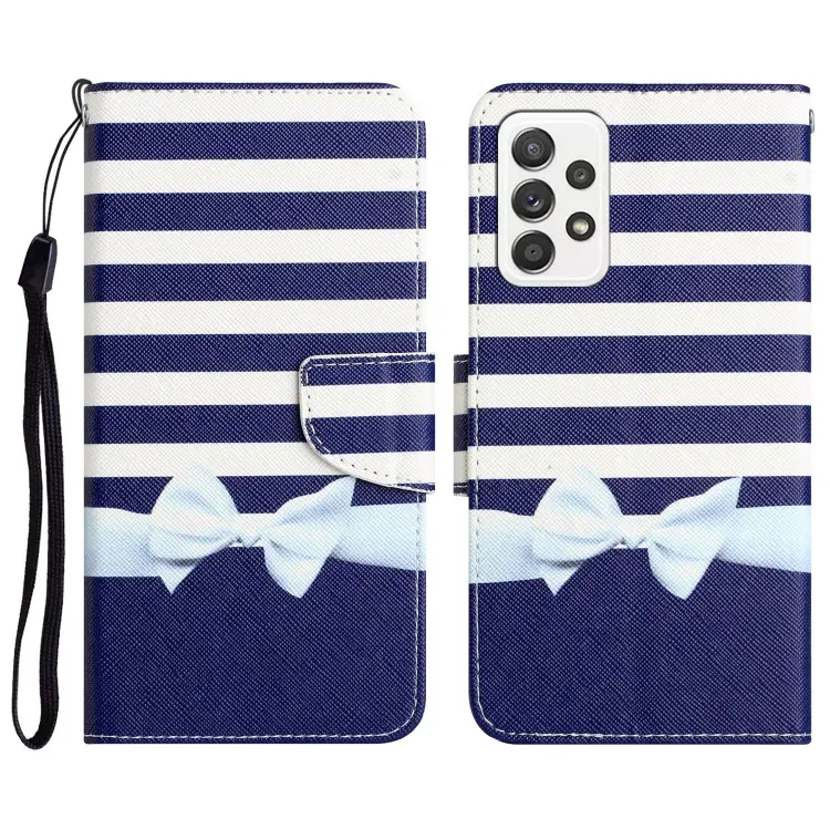 For Samsung Galaxy A23 Colored Drawing Leather Phone Case(Bow Knot)