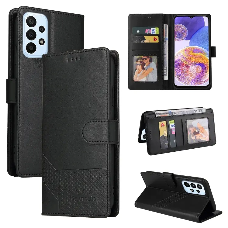 For Samsung Galaxy A23 GQUTROBE Skin Feel Magnetic Leather Phone Case(Black)