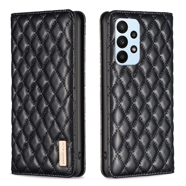 For Samsung Galaxy A23 / M23 / M13 4G Diamond Lattice Magnetic Leather Flip Phone Case(Black)