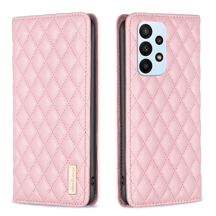 For Samsung Galaxy A23 / M23 / M13 4G Diamond Lattice Magnetic Leather Flip Phone Case(Pink)