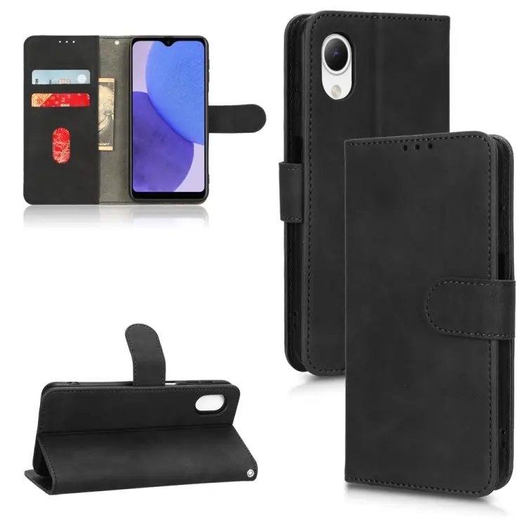 For Samsung Galaxy A23e 5G / A23 5G / A23s JP Version Skin Feel Magnetic Flip Leather Phone Case(Black)