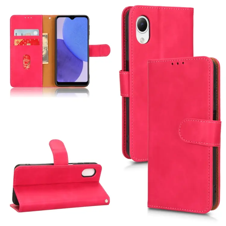 For Samsung Galaxy A23e 5G / A23 5G / A23s JP Version Skin Feel Magnetic Flip Leather Phone Case(Rose Red)