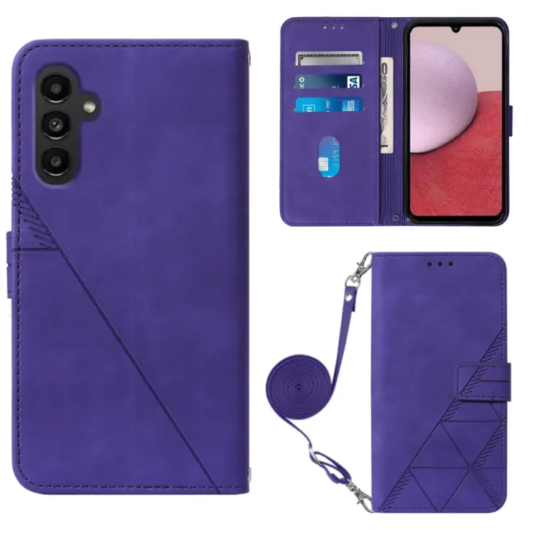 For Samsung Galaxy A25 5G / A24 Crossbody 3D Embossed Flip Leather Phone Case(Purple)