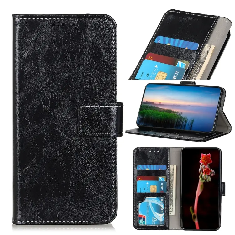 For Samsung Galaxy A34 5G Retro Crazy Horse Texture Horizontal Flip Leather Phone Case(Black)
