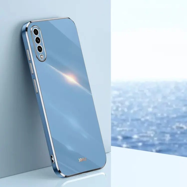 For Samsung Galaxy A50 XINLI Straight Edge 6D Electroplate TPU Phone Case(Celestial Blue)