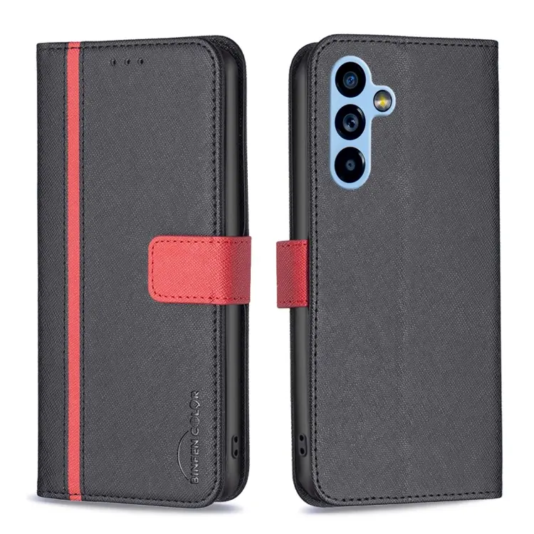 For Samsung Galaxy A54 5G BF13 Color Matching Cross Texture Leather Phone Case(Black)