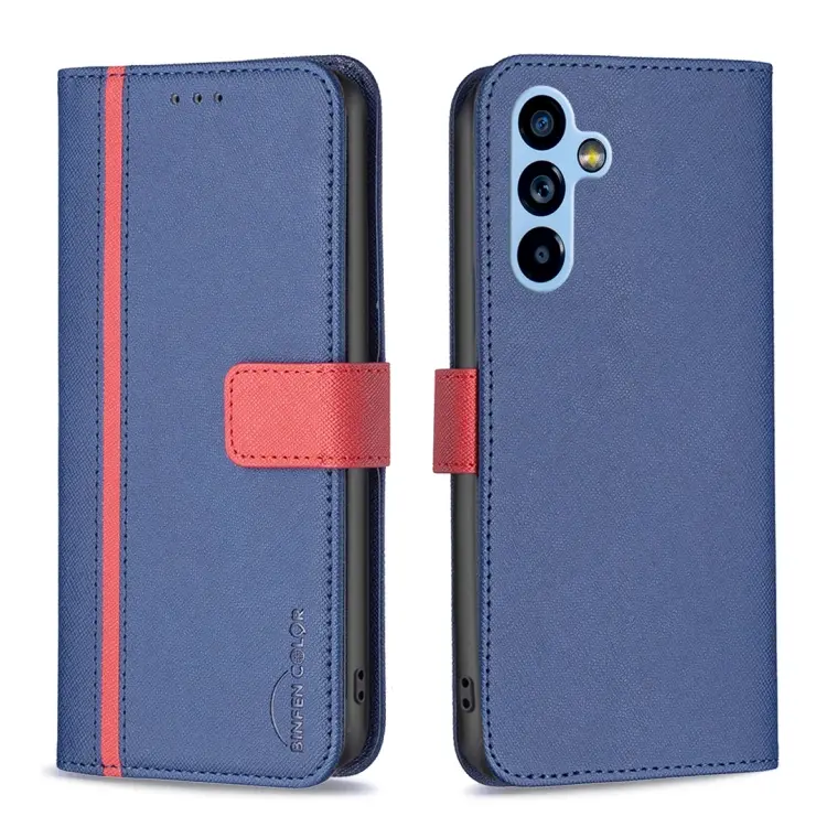 For Samsung Galaxy A54 5G BF13 Color Matching Cross Texture Leather Phone Case(Blue)