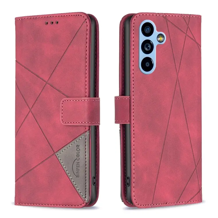 For Samsung Galaxy A54 5G Magnetic Buckle Rhombus Texture Leather Phone Case(Red)