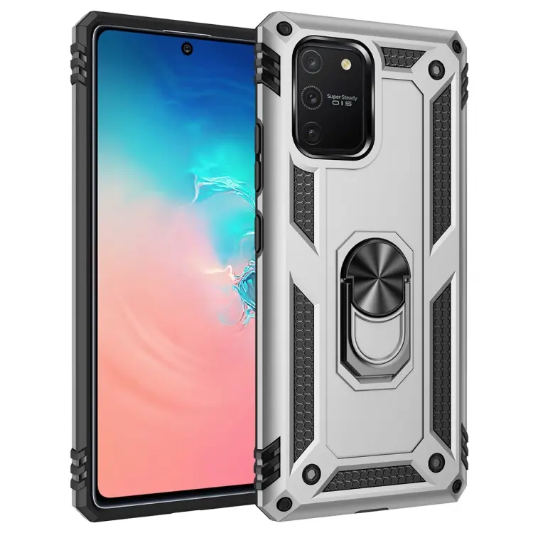 For Samsung Galaxy A71 5G Shockproof TPU + PC Protective Case with 360 Degree Rotating Holder(Silver)