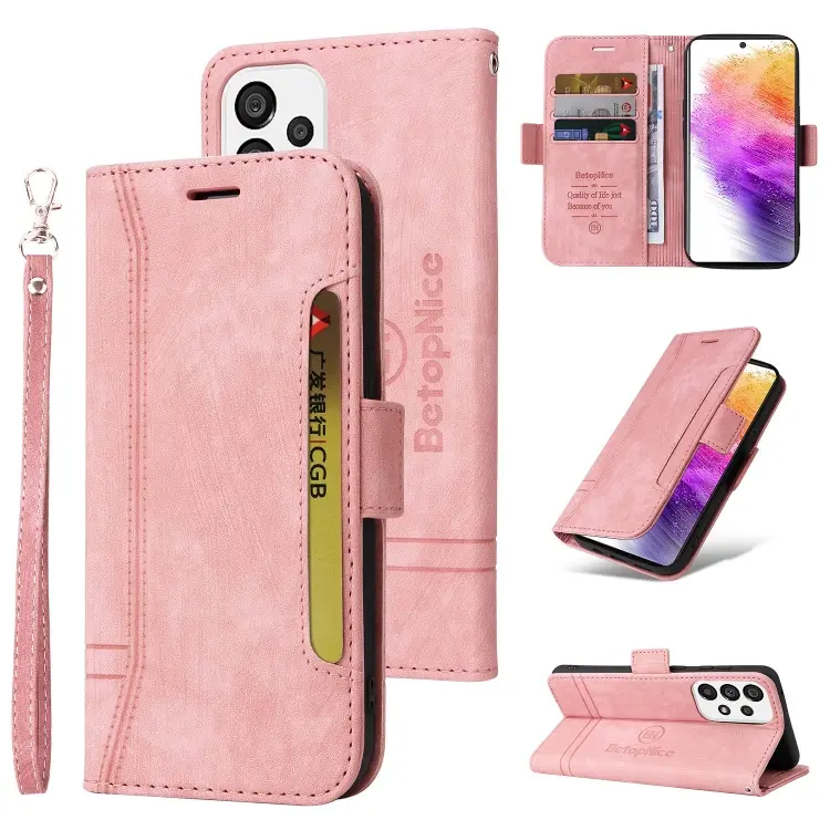 For Samsung Galaxy A73 5G BETOPNICE Dual-side Buckle Leather Phone Case(Pink)