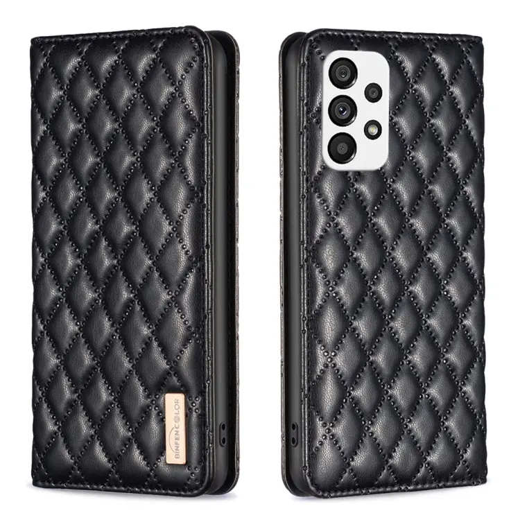 For Samsung Galaxy A73 5G Diamond Lattice Magnetic Leather Flip Phone Case(Black)