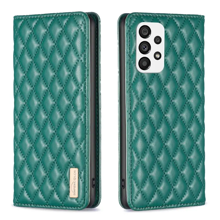 For Samsung Galaxy A73 5G Diamond Lattice Magnetic Leather Flip Phone Case(Green)