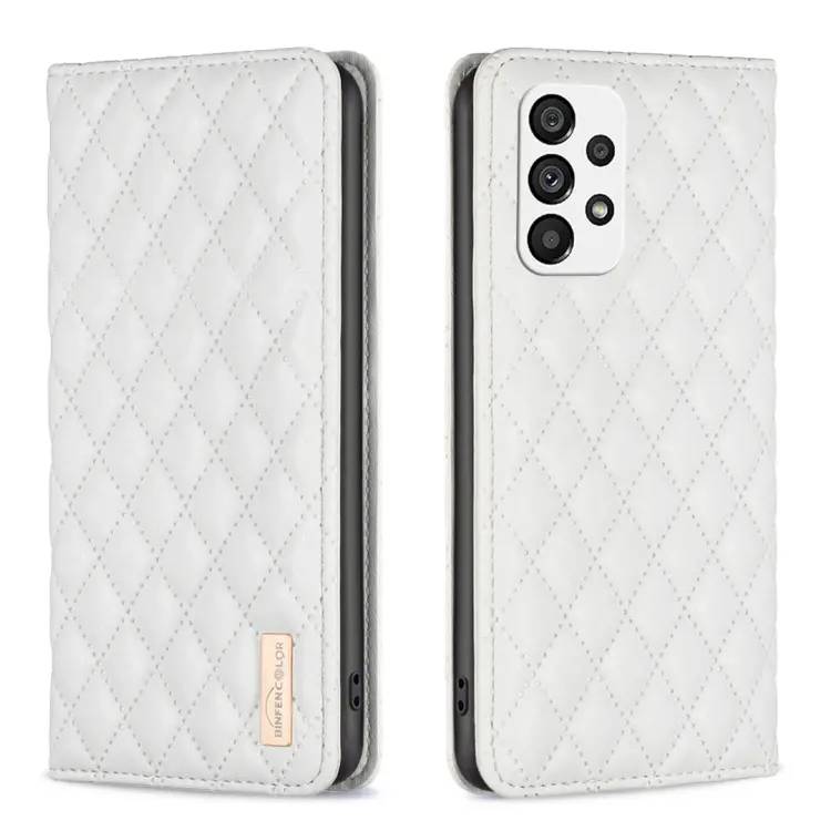 For Samsung Galaxy A73 5G Diamond Lattice Magnetic Leather Flip Phone Case(White)