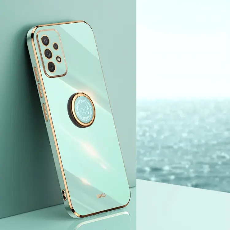 For Samsung Galaxy A73 5G XINLI Straight Edge 6D Electroplate TPU Phone Case with Ring Holder(Mint Green)