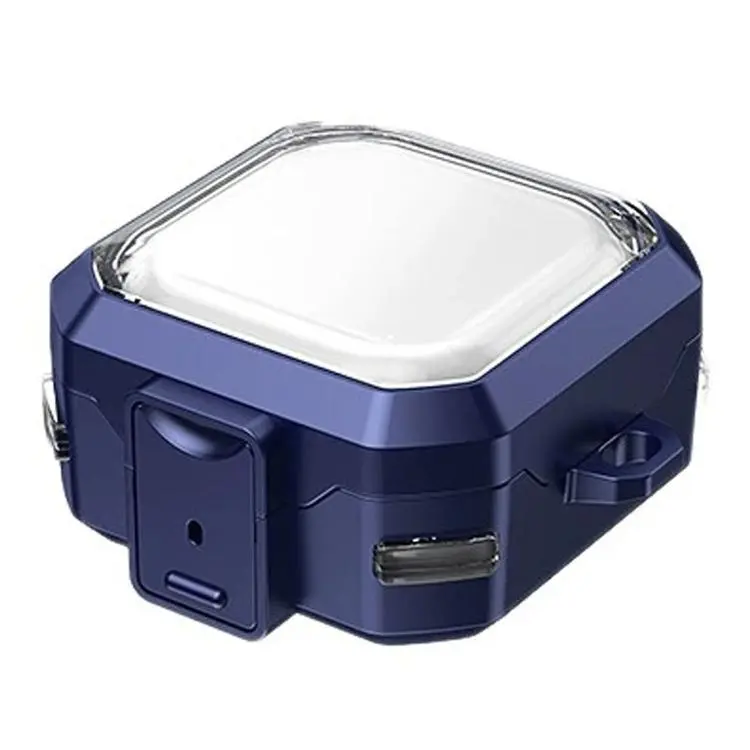 For Samsung Galaxy Buds 4 / 4 Pro Armour Style Buckle Full Coverage Shockproof Transparent Earphone Case(Transparent Blue)