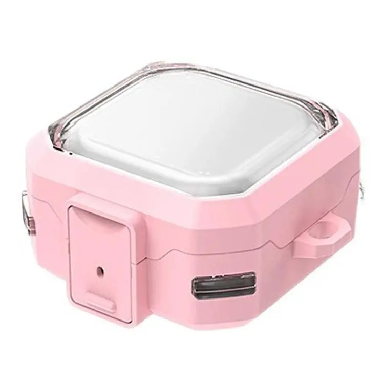 For Samsung Galaxy Buds 4 / 4 Pro Armour Style Buckle Full Coverage Shockproof Transparent Earphone Case(Transparent Pink)