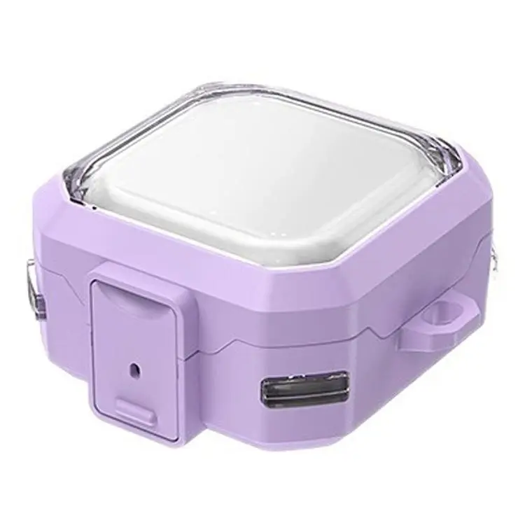 For Samsung Galaxy Buds 4 / 4 Pro Armour Style Buckle Full Coverage Shockproof Transparent Earphone Case(Transparent Purple)