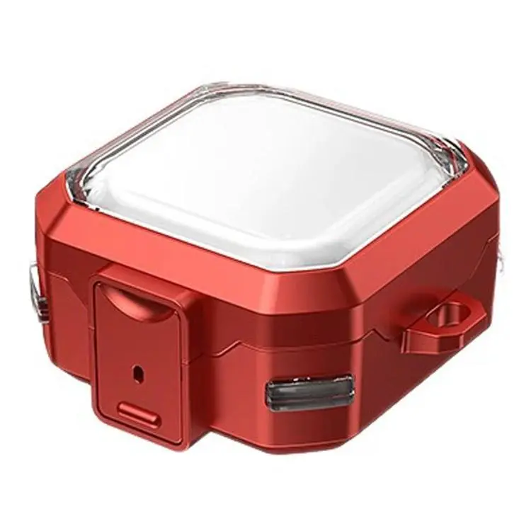 For Samsung Galaxy Buds 4 / 4 Pro Armour Style Buckle Full Coverage Shockproof Transparent Earphone Case(Transparent Red)