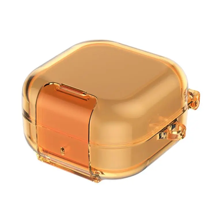 For Samsung Galaxy Buds 4 / 4 Pro Invisible Bracket Transparent Earphone Protective Case(Transparent Orange)
