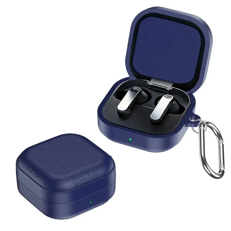 For Samsung Galaxy Buds 4 / 4 Pro Lychee Texture Full-Coverage Shockproof TPU Earbud Case(Navy Blue)