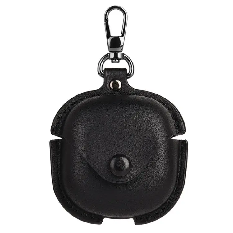 For Samsung Galaxy Buds Core Business Leather Bluetooth Earphone Protective Case with Hook(Black)