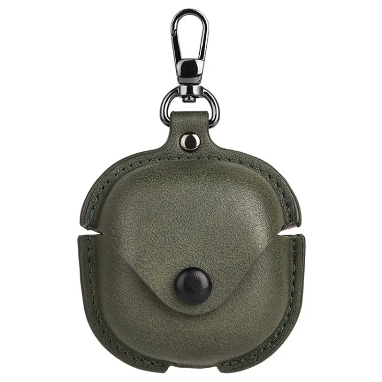 For Samsung Galaxy Buds Core Business Leather Bluetooth Earphone Protective Case with Hook(Green)
