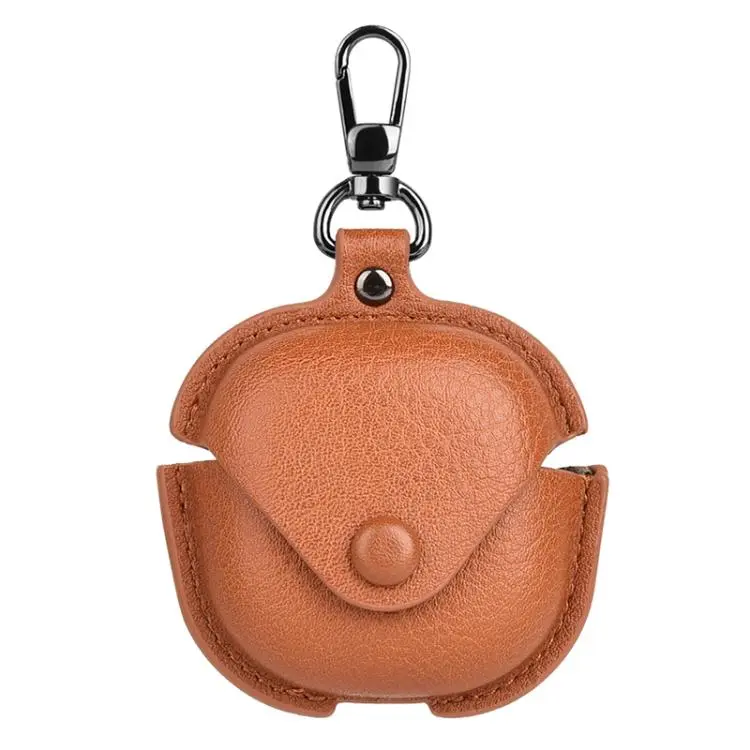 For Samsung Galaxy Buds Core Business Leather Bluetooth Earphone Protective Case with Hook(Light Brown)