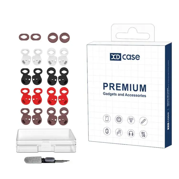 For Samsung Galaxy Buds Live XDcase 10 Pairs Silicone Ear Tips & Ear Hooks Kit, Left & Right S/L Size, Cleaning Brush Color Random(Brown+Mixed-Color)