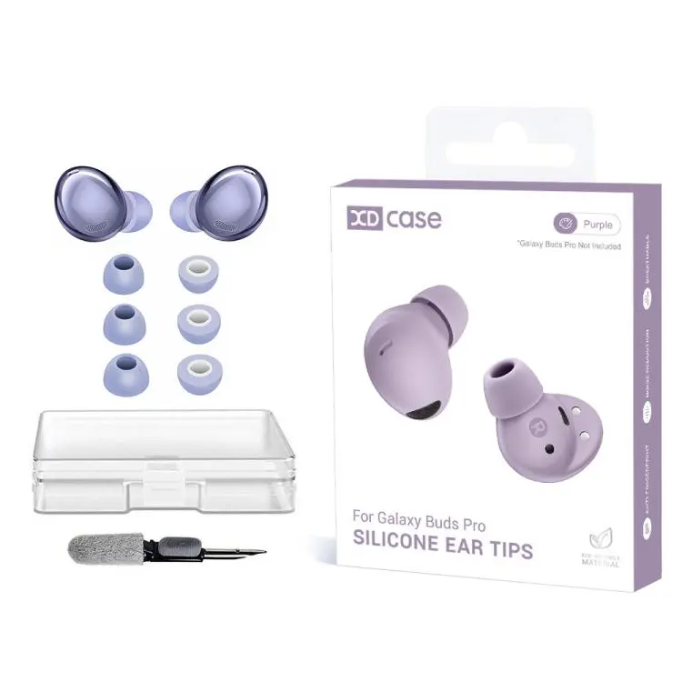 For Samsung Galaxy Buds2 Pro / Buds+ XDcase 3 Pairs Replacement Memory Foam Ear Tips Kit, S/M/L Size, Cleaning Brush Color Random(Purple)